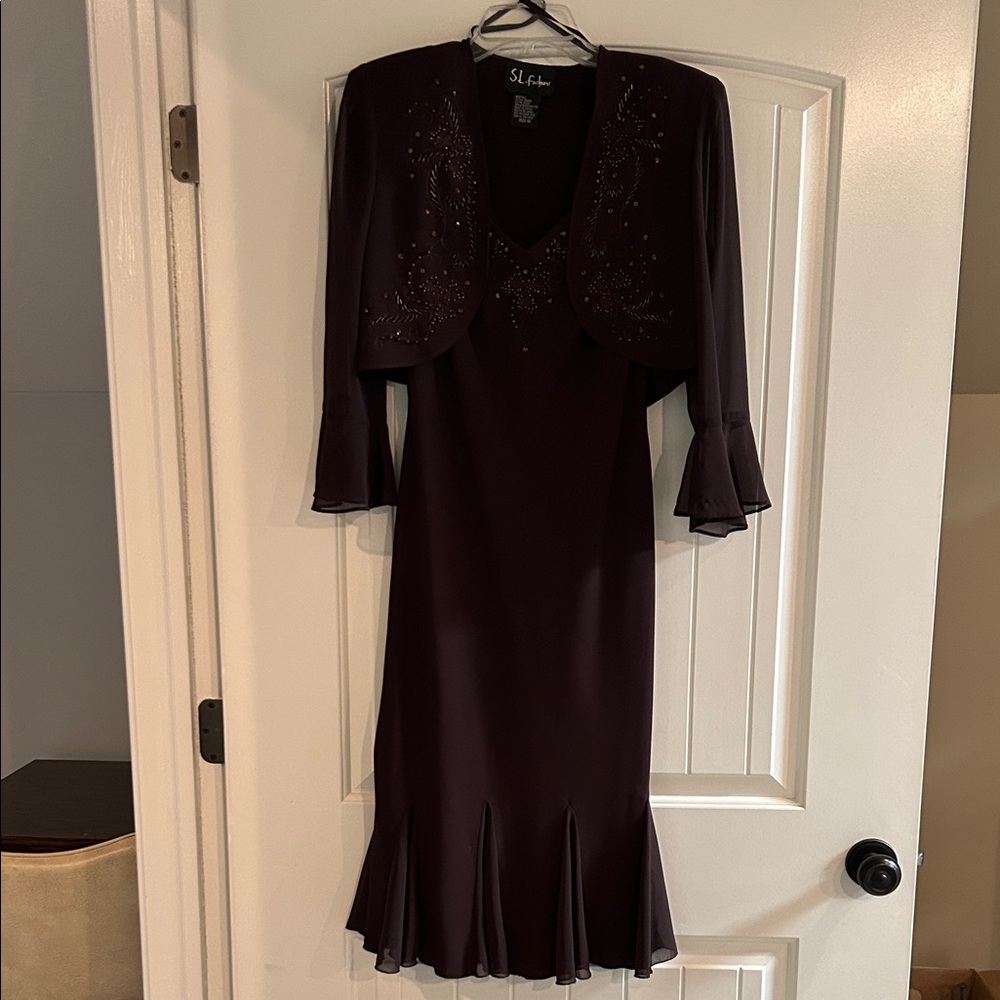 SL Fashions Elegant Plum Dress with Jacket